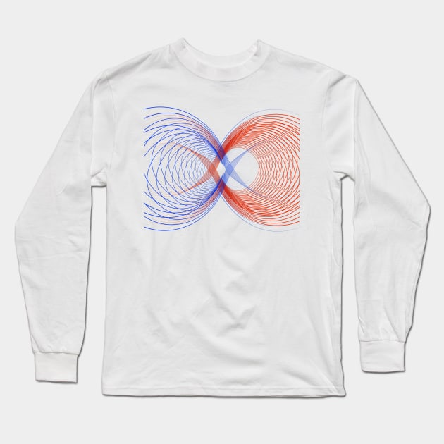 Geometric modern red blue linear Long Sleeve T-Shirt by carolsalazar